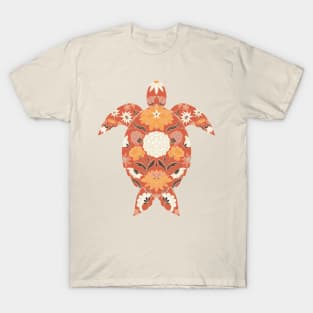 Floral sea turtle - earth tones T-Shirt